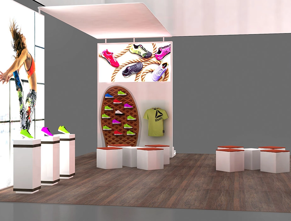 30x30 booth with central reception and demo area